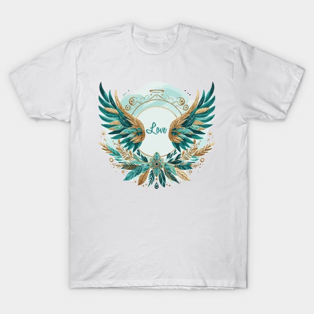 Angel Wings Blue Watercolor with Love T-Shirt by Heartsake